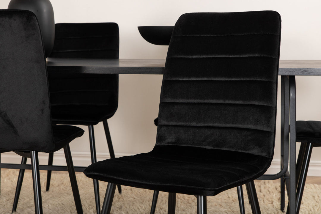 Venture Home Uno Dining Table , Black Black Veneer+Windu Lyx Chair , Black Black Velvet_6