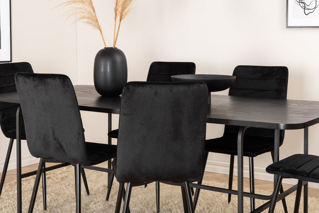 Venture Home Uno Dining Table , Black Black Veneer+Windu Lyx Chair , Black Black Velvet_6