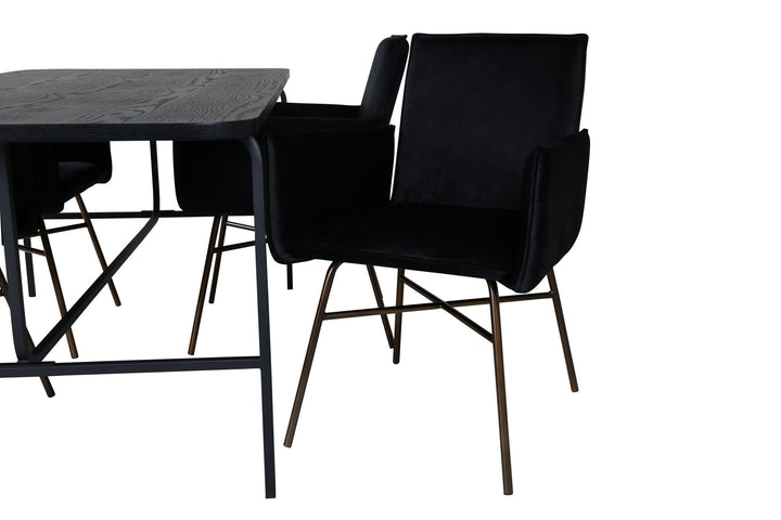 Venture Home Uno Dining Table , Black Black Veneer+Petra Chair , Black Black Velvet_4