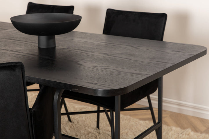 Venture Home Uno Dining Table , Black Black Veneer+Petra Chair , Black Black Velvet_4