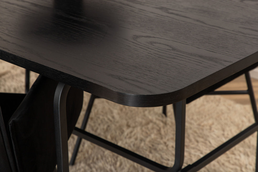 Venture Home Uno Dining Table , Black Black Veneer+Petra Chair , Black Black Velvet_4