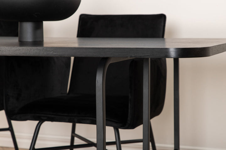 Venture Home Uno Dining Table , Black Black Veneer+Petra Chair , Black Black Velvet_4