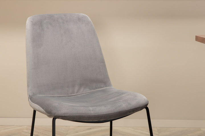 Venture Home Uno Dining Table , Black Walnut Veneer+Muce Dining Chair , Black Legs , Grey Velvet_6