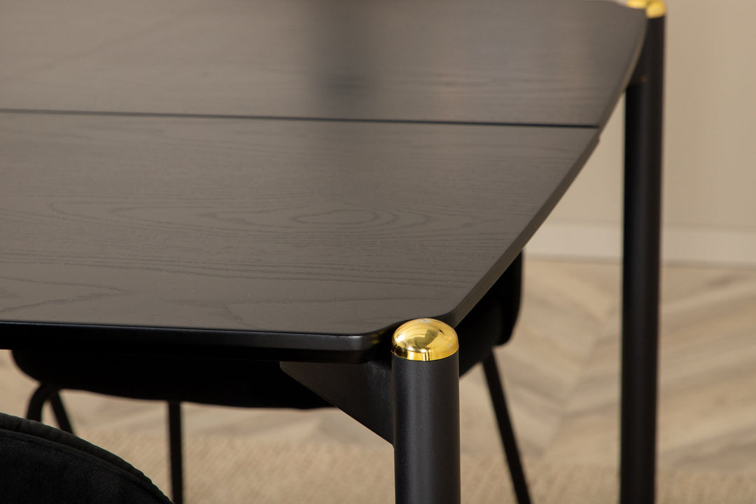Venture Home Pelle Dining Table , Black black Black+Wrinkles Dining Chair , Black Legs , Black Velvet_6