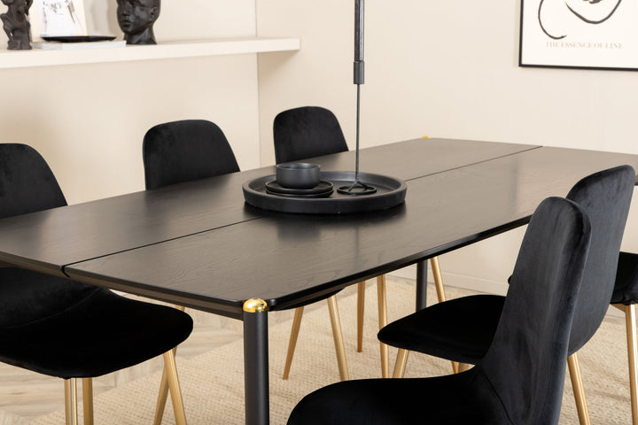 Venture Home Pelle Dining Table , Black black Black+Polar Dining Chair , Black Brass_6