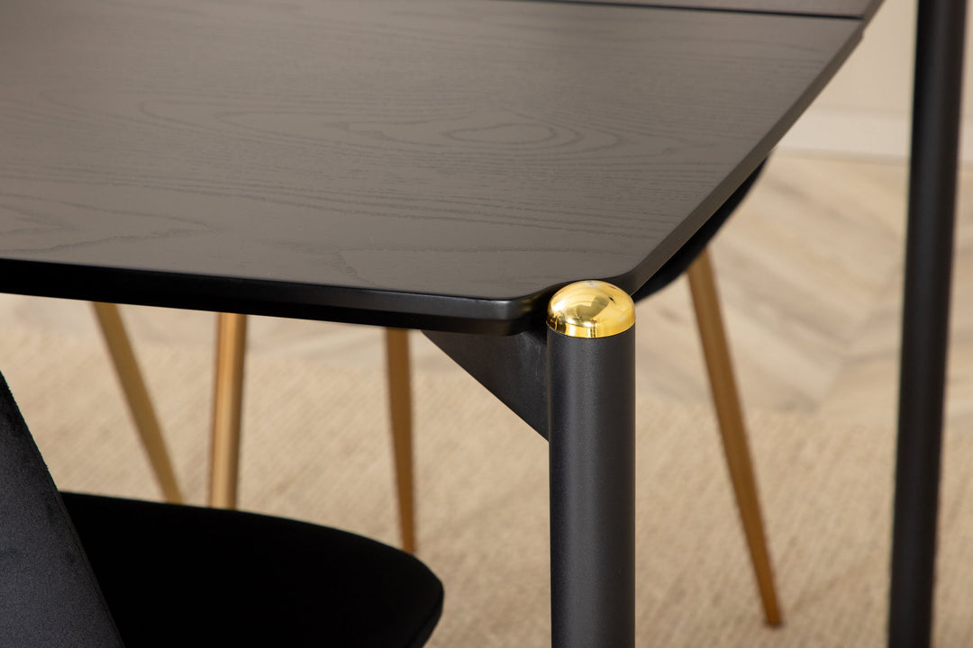Venture Home Pelle Dining Table , Black black Black+Polar Dining Chair , Black Brass_6
