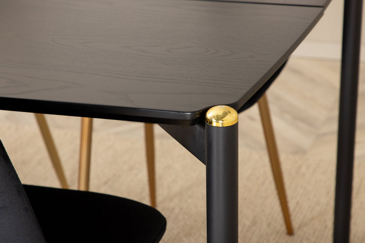 Venture Home Pelle Dining Table , Black black Black+Polar Dining Chair , Black Brass_6