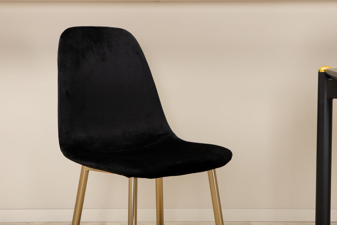 Venture Home Pelle Dining Table , Black black Black+Polar Dining Chair , Black Brass_6