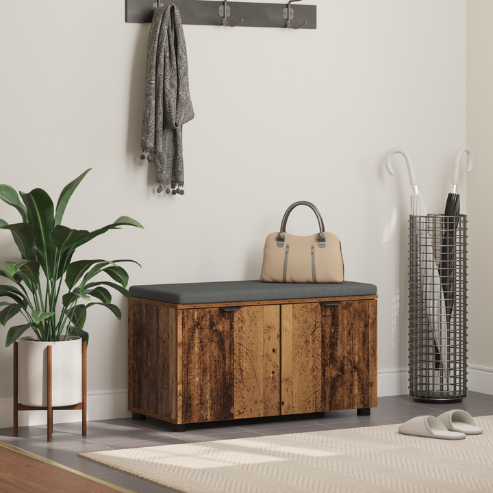 Hallbænk Gammelt træ 80 x 38 x 46 cm Kunstigt træ og stof
