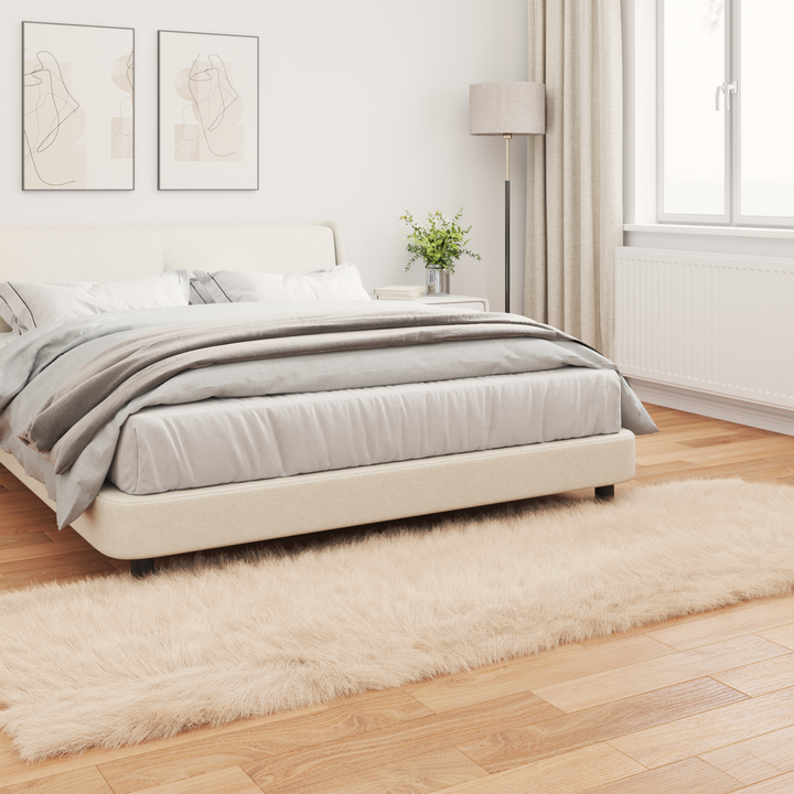 Fuskobbel lammeskindstæppe TAFALLA Beige 80 x 250 cm Polyester