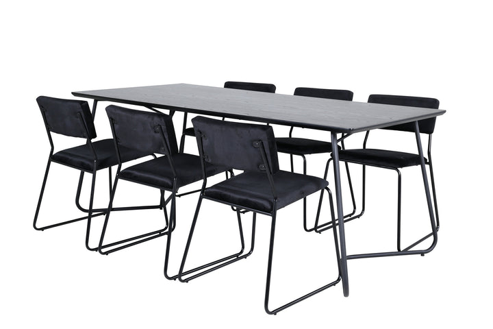 Venture Home Petra Dining Table , Black Black Veneer+Kenth Chair , Black Black Velvet_6