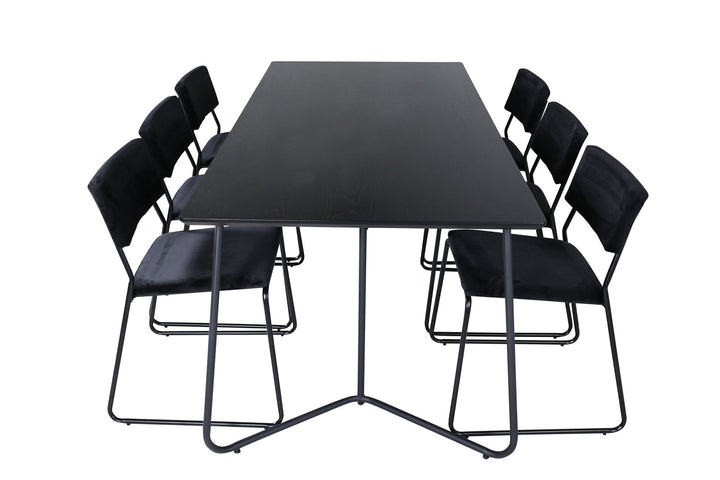 Venture Home Petra Dining Table , Black Black Veneer+Kenth Chair , Black Black Velvet_6