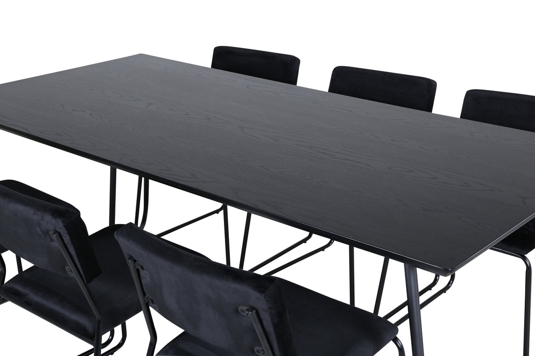 Venture Home Petra Dining Table , Black Black Veneer+Kenth Chair , Black Black Velvet_6