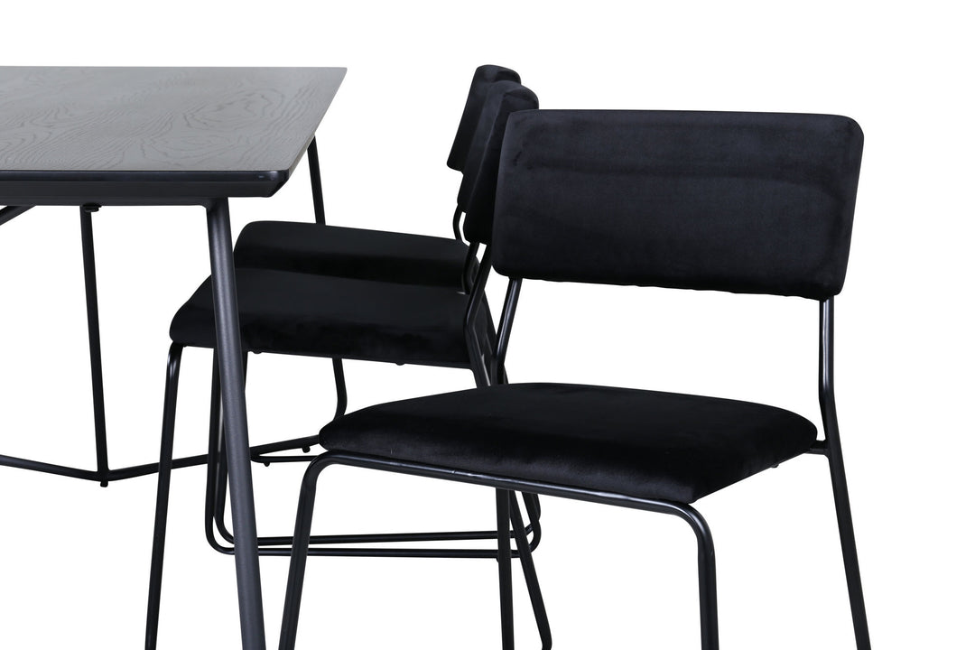 Venture Home Petra Dining Table , Black Black Veneer+Kenth Chair , Black Black Velvet_6