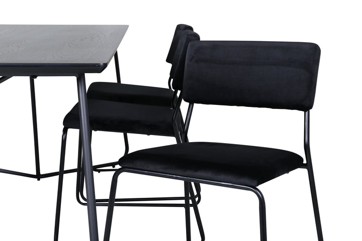 Venture Home Petra Dining Table , Black Black Veneer+Kenth Chair , Black Black Velvet_6
