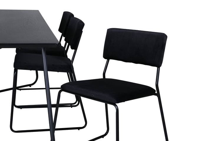 Venture Home Petra Dining Table , Black Black Veneer+Kenth Chair , Black Black Velvet_6