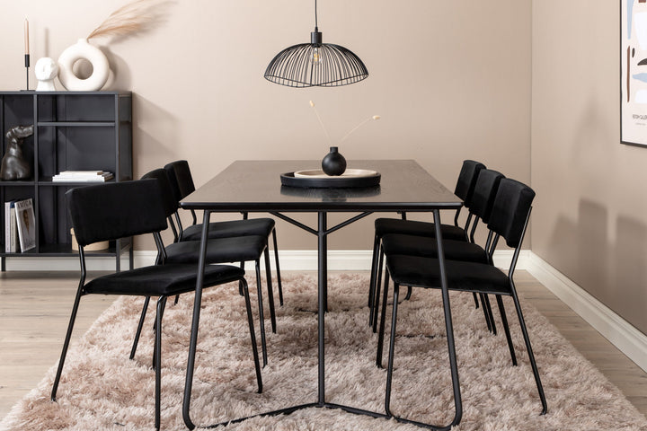 Venture Home Petra Dining Table , Black Black Veneer+Kenth Chair , Black Black Velvet_6