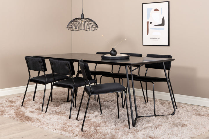 Venture Home Petra Dining Table , Black Black Veneer+Kenth Chair , Black Black Velvet_6