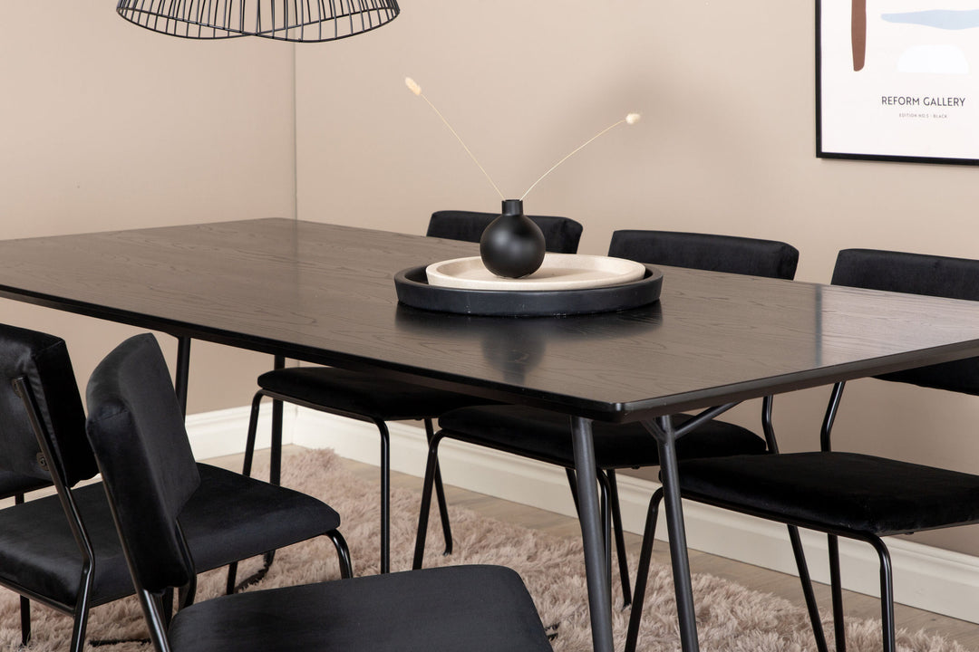 Venture Home Petra Dining Table , Black Black Veneer+Kenth Chair , Black Black Velvet_6