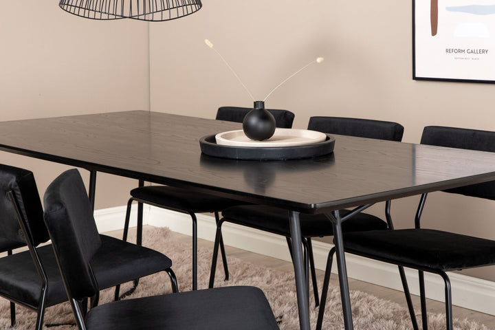 Venture Home Petra Dining Table , Black Black Veneer+Kenth Chair , Black Black Velvet_6
