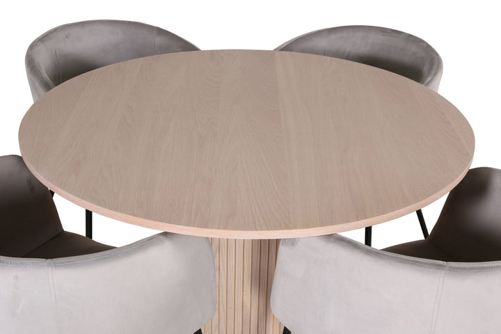 Venture Home Bianca Round Dining Table - White Wash / Black Veneer+Berit Chair - Black / Light Grey Velvet_4