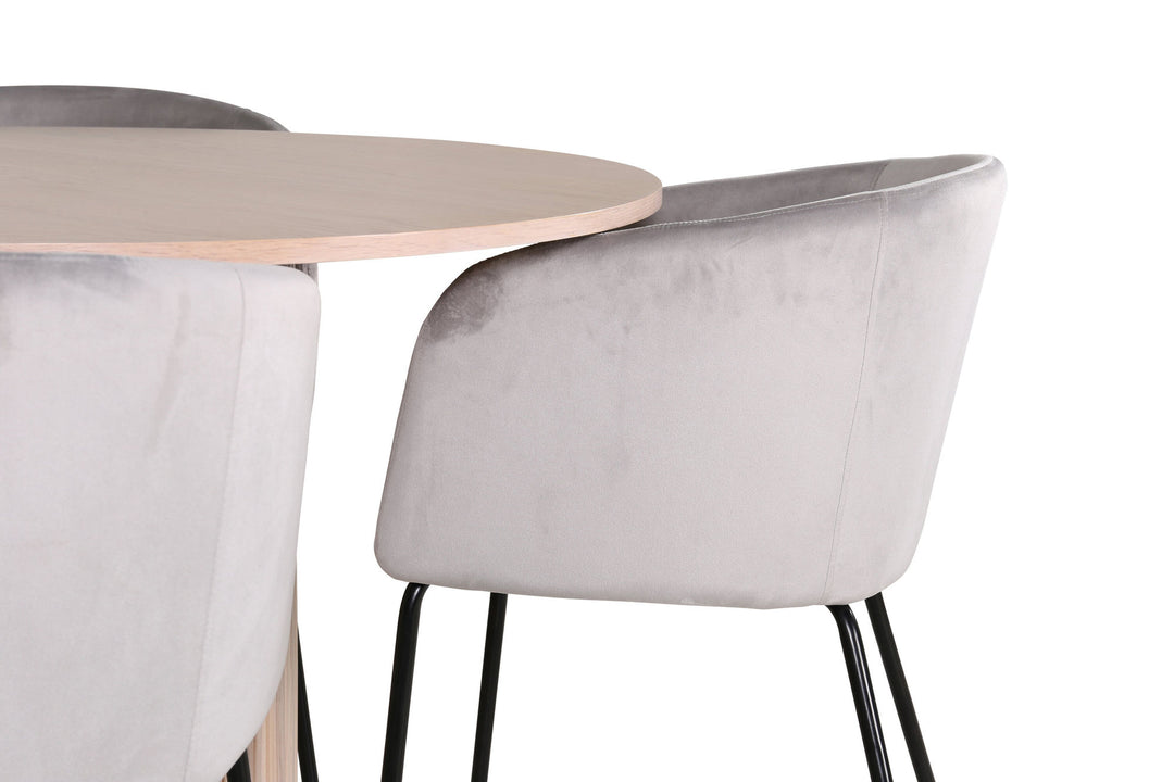 Venture Home Bianca Round Dining Table - White Wash / Black Veneer+Berit Chair - Black / Light Grey Velvet_4