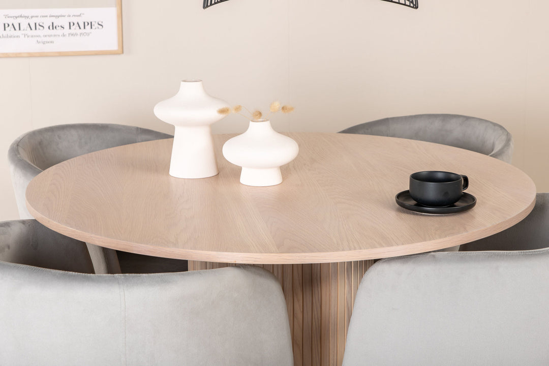 Venture Home Bianca Round Dining Table - White Wash / Black Veneer+Berit Chair - Black / Light Grey Velvet_4