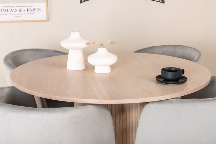 Venture Home Bianca Round Dining Table - White Wash / Black Veneer+Berit Chair - Black / Light Grey Velvet_4