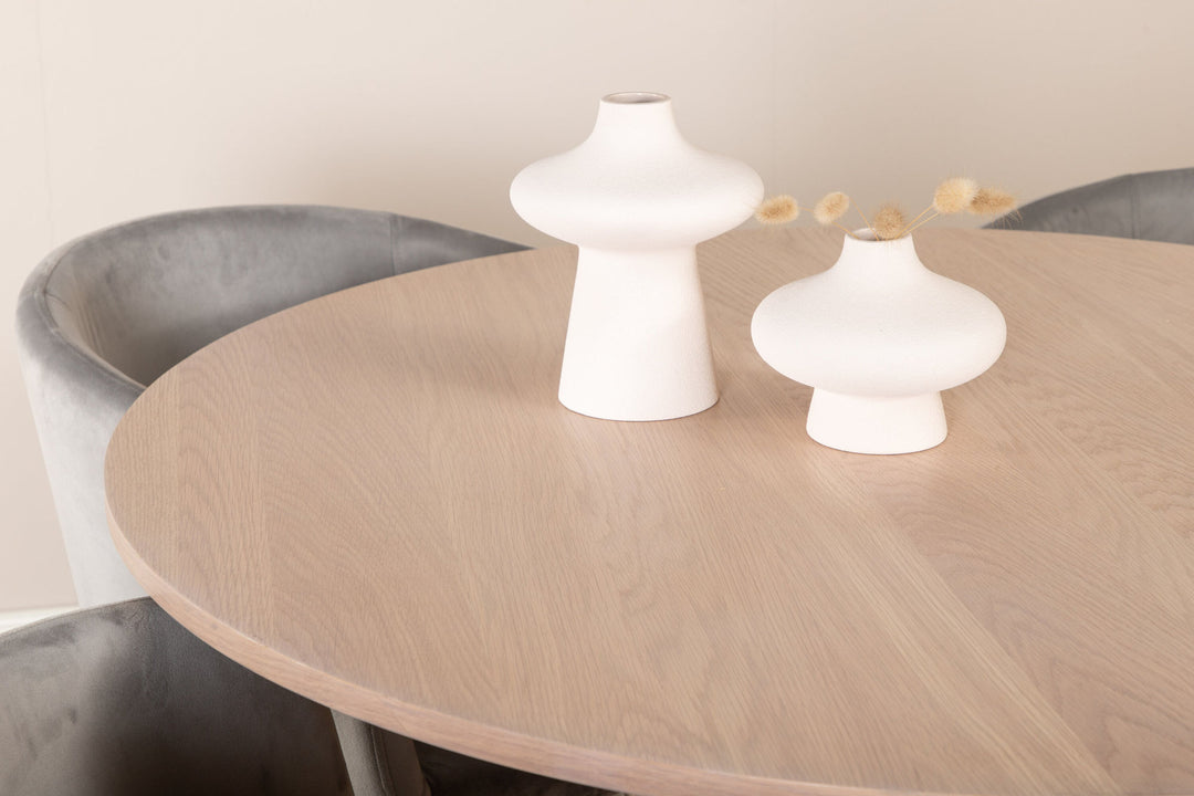 Venture Home Bianca Round Dining Table - White Wash / Black Veneer+Berit Chair - Black / Light Grey Velvet_4