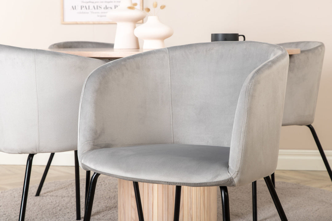 Venture Home Bianca Round Dining Table - White Wash / Black Veneer+Berit Chair - Black / Light Grey Velvet_4