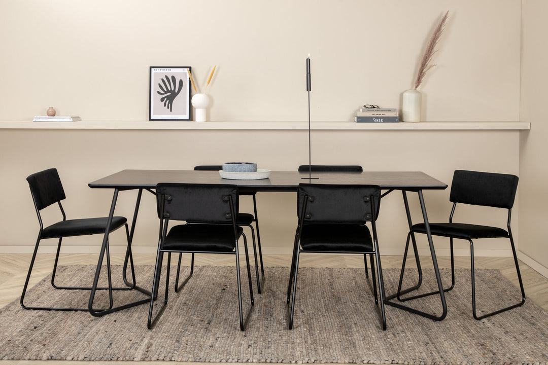 Venture Home Petra Dining Table , Black Black Veneer+Kenth Chair , Black Black Velvet_6