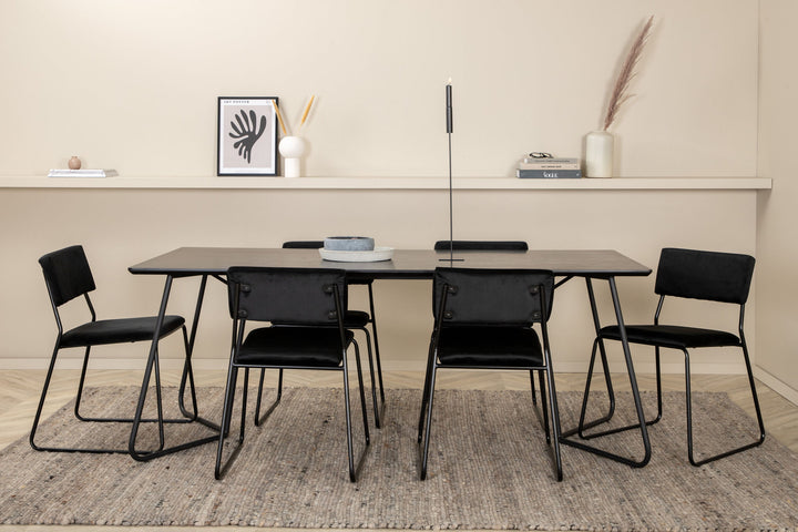 Venture Home Petra Dining Table , Black Black Veneer+Kenth Chair , Black Black Velvet_6
