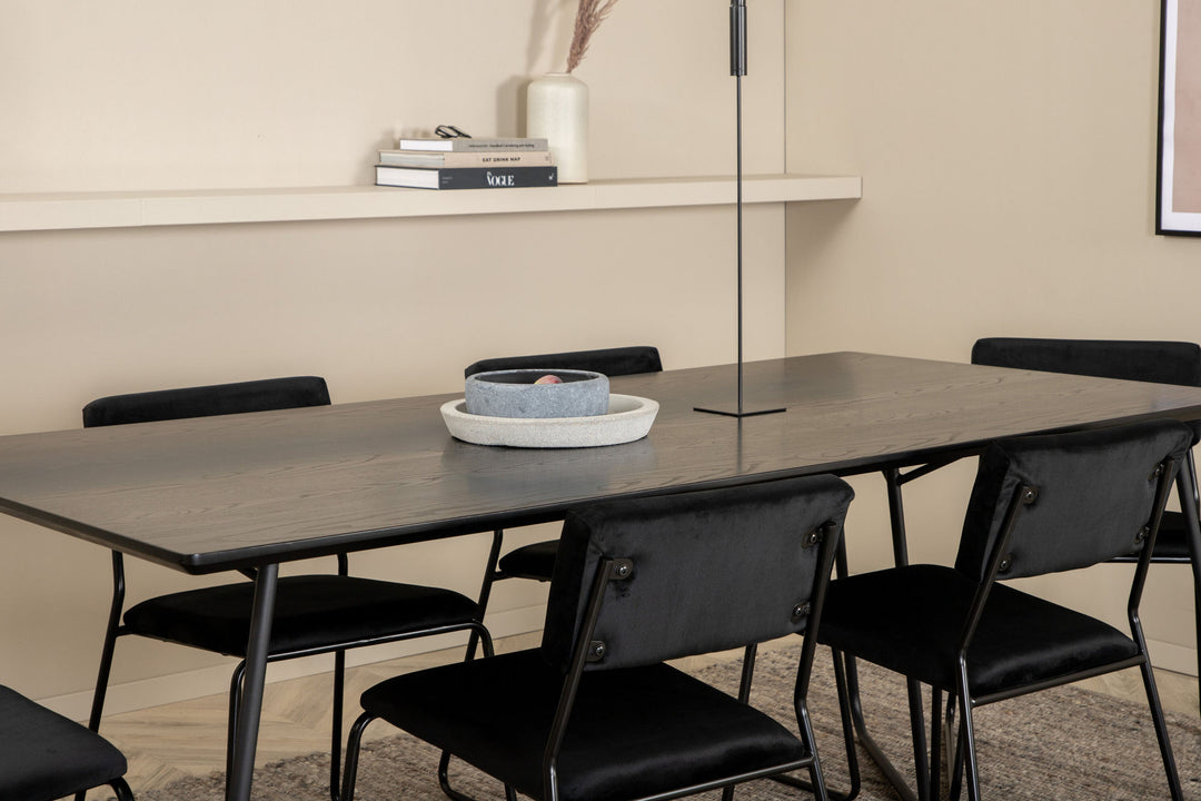 Venture Home Petra Dining Table , Black Black Veneer+Kenth Chair , Black Black Velvet_6