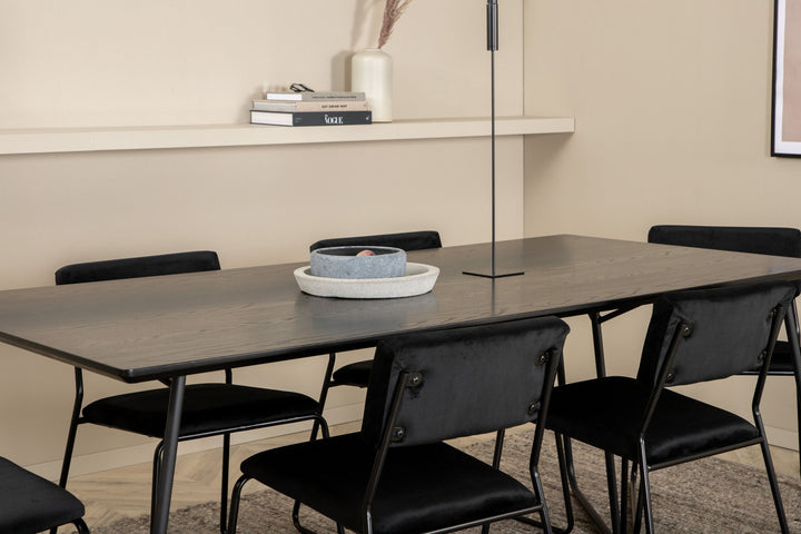 Venture Home Petra Dining Table , Black Black Veneer+Kenth Chair , Black Black Velvet_6
