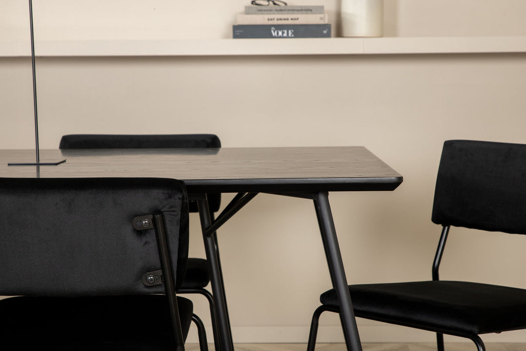 Venture Home Petra Dining Table , Black Black Veneer+Kenth Chair , Black Black Velvet_6