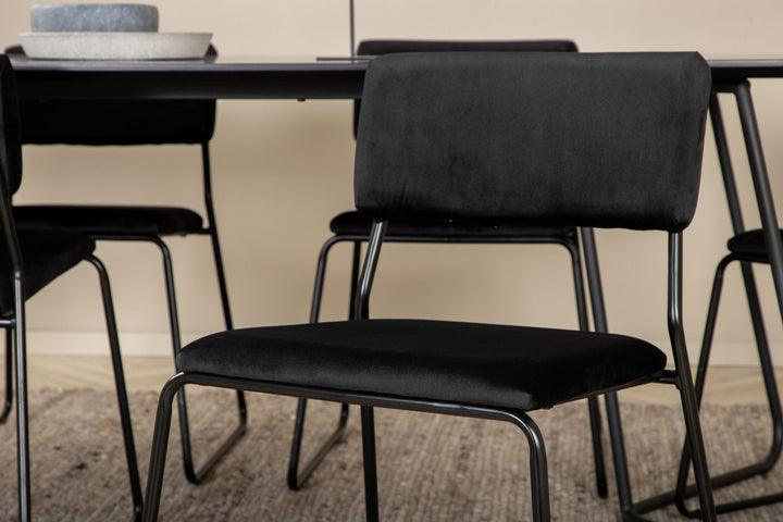 Venture Home Petra Dining Table , Black Black Veneer+Kenth Chair , Black Black Velvet_6