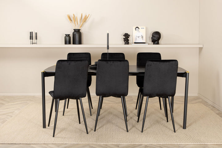 Venture Home Pelle Dining Table , Black black Black+Windu Lyx Chair , Black Black Velvet_6