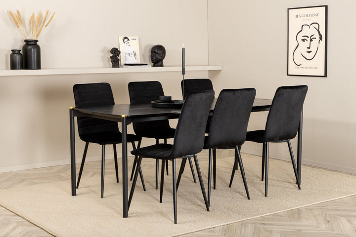 Venture Home Pelle Dining Table , Black black Black+Windu Lyx Chair , Black Black Velvet_6