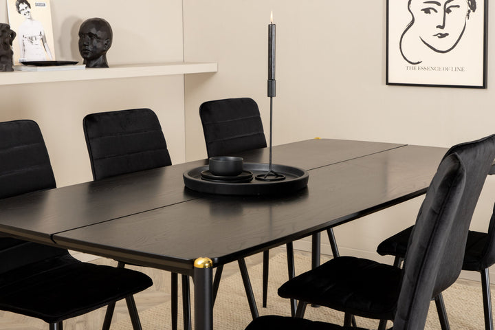 Venture Home Pelle Dining Table , Black black Black+Windu Lyx Chair , Black Black Velvet_6