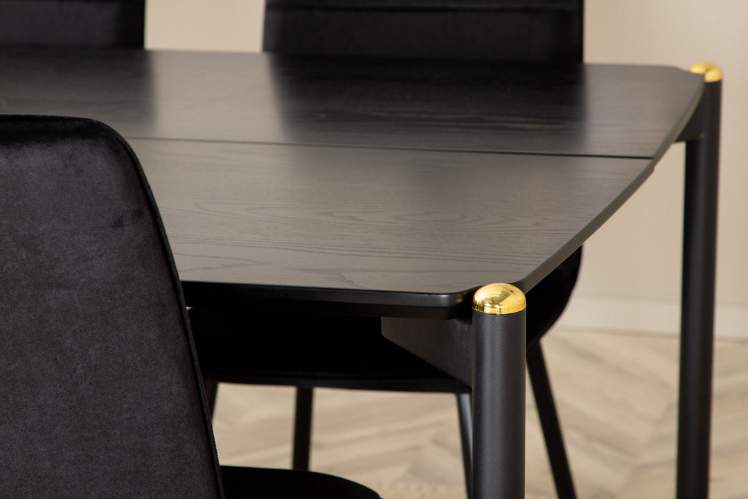 Venture Home Pelle Dining Table , Black black Black+Windu Lyx Chair , Black Black Velvet_6
