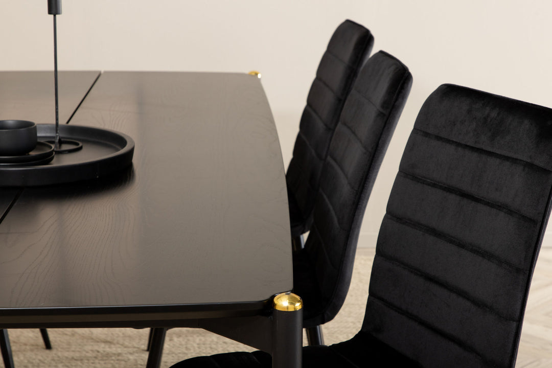 Venture Home Pelle Dining Table , Black black Black+Windu Lyx Chair , Black Black Velvet_6