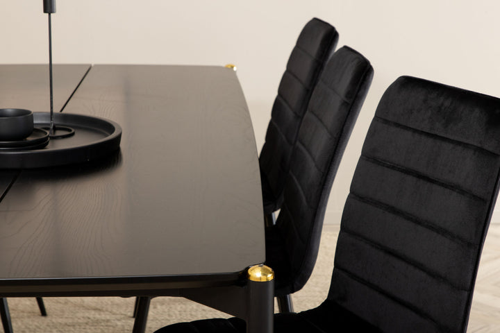 Venture Home Pelle Dining Table , Black black Black+Windu Lyx Chair , Black Black Velvet_6
