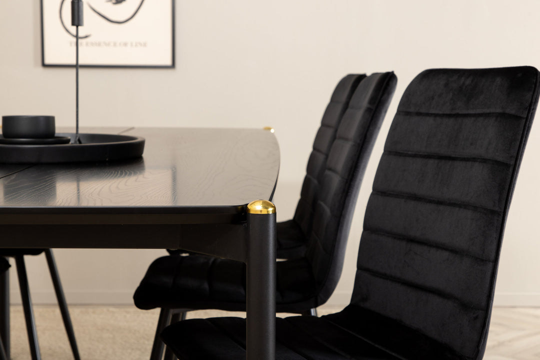 Venture Home Pelle Dining Table , Black black Black+Windu Lyx Chair , Black Black Velvet_6
