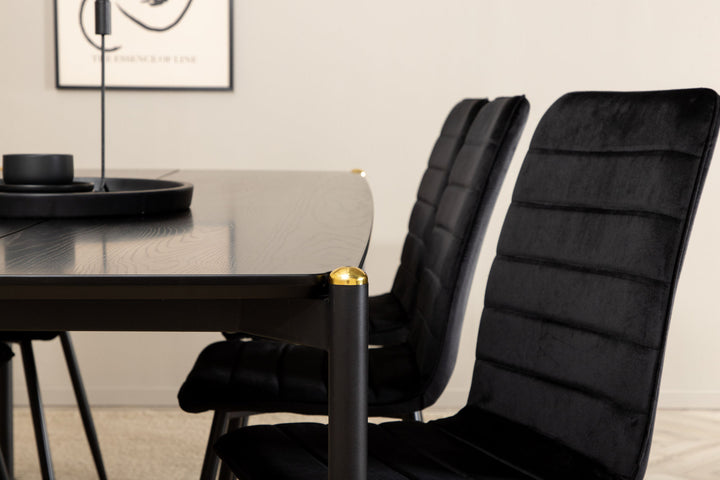 Venture Home Pelle Dining Table , Black black Black+Windu Lyx Chair , Black Black Velvet_6