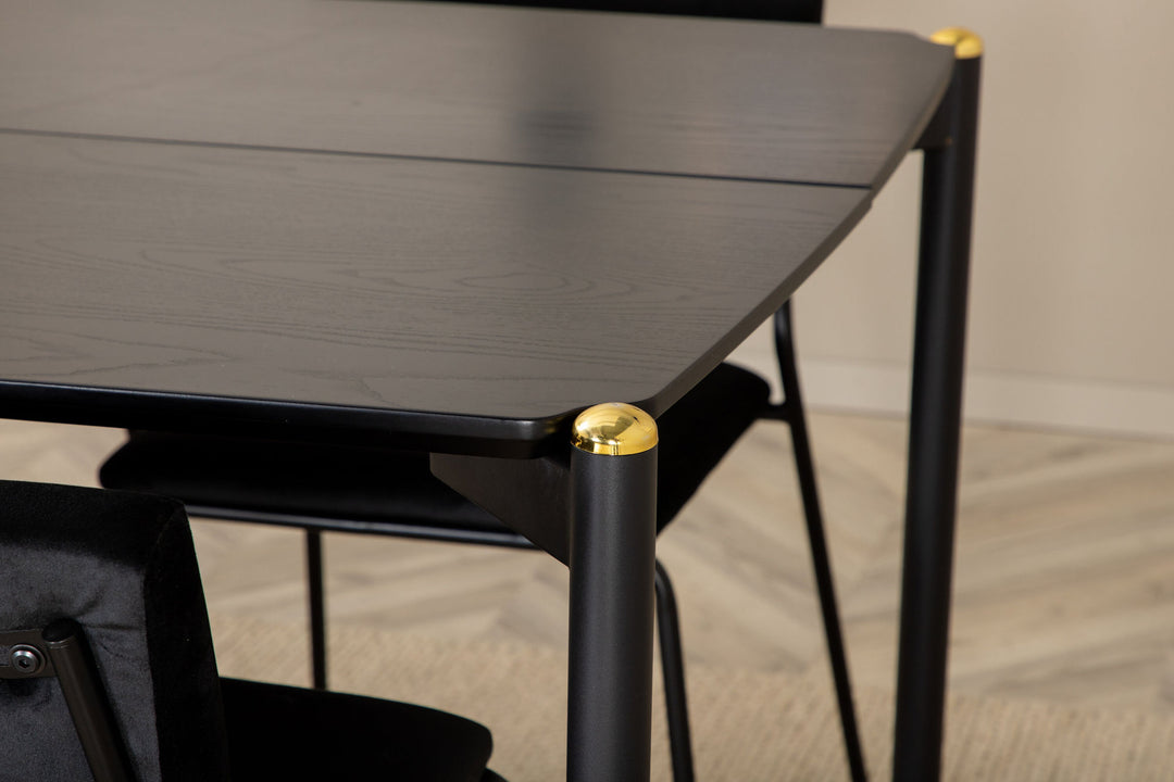 Venture Home Pelle Dining Table , Black black Black+Kenth Chair , Black Black Velvet_6