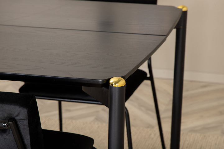 Venture Home Pelle Dining Table , Black black Black+Kenth Chair , Black Black Velvet_6
