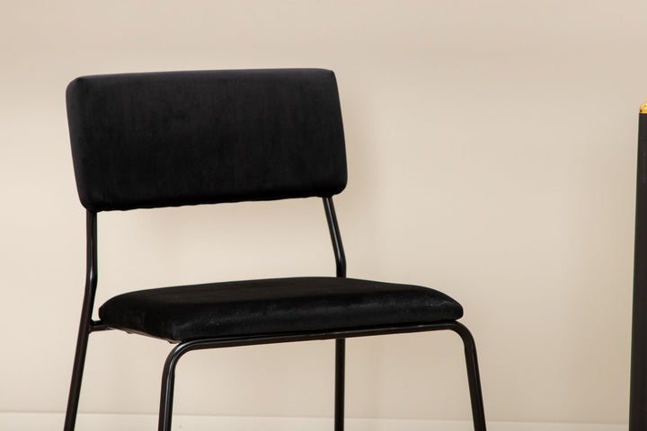 Venture Home Pelle Dining Table , Black black Black+Kenth Chair , Black Black Velvet_6