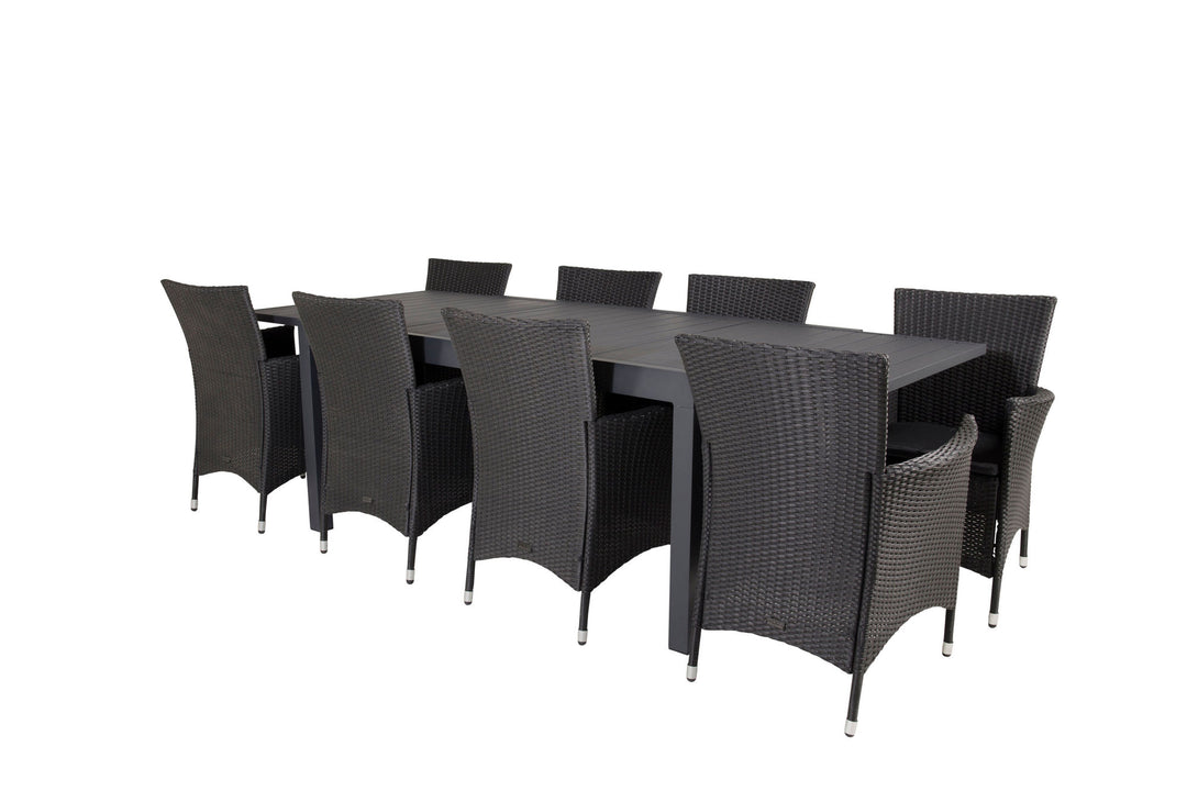 Venture Home Marbella Dining Table 160/240*100*H75 - Black+Knick Arm Chair - Black_8