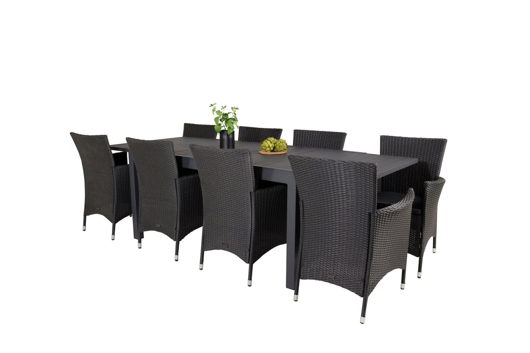 Venture Home Marbella Dining Table 160/240*100*H75 - Black+Knick Arm Chair - Black_8