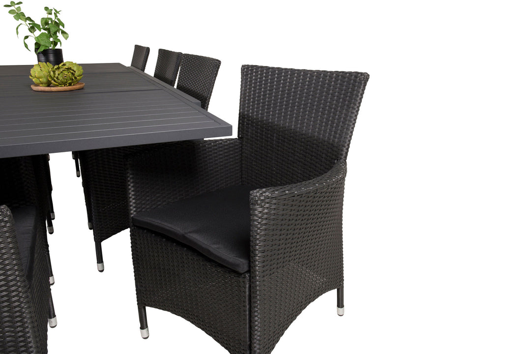 Venture Home Marbella Dining Table 160/240*100*H75 - Black+Knick Arm Chair - Black_8